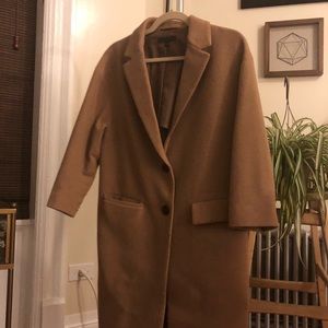 wool-blend drop shoulder overcoat / xs, beige